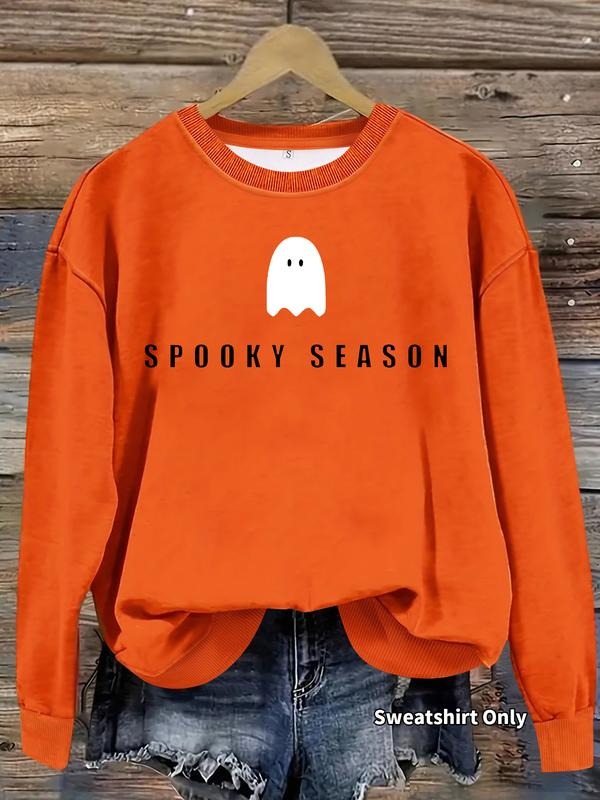 Women's Casual Halloween Graphic Sweatshirt, Soft Long Sleeve Round Neck Pullover, Comfortable Daily Wear T-Shirts, Hoodie