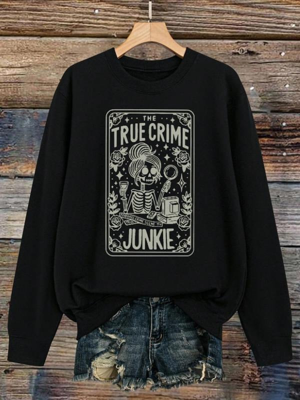 Women's Casual Halloween Pattern Pullover Sweatshirt, Soft Long Sleeve Round Neck, All-Season Comfort, Durable Fabric...