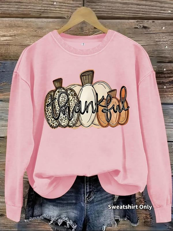Women's Casual Halloween Pumpkin Letter Print Pullover Sweater, Soft Long Sleeve Round Neck Sweatshirt, Fall & Winter...