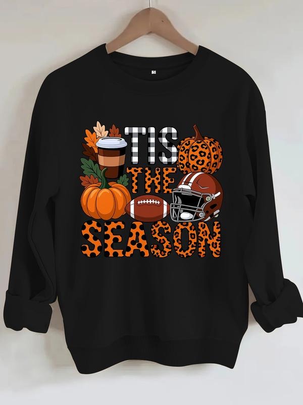 Women's Casual Halloween Pumpkin Print Pullover Sweater, Soft Long Sleeve Round Neck Sweatshirt, Comfortable Daily Wear...