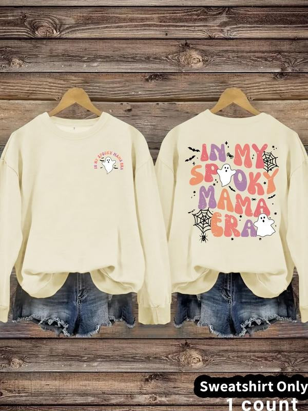 Women's Casual Halloween Spider Print Pullover Sweater, Soft Long Sleeve Round Neck Sweatshirt, Comfortable Daily Wear...