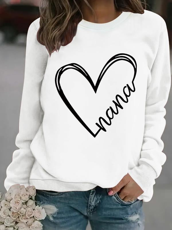 Women's Casual Heart Pattern Pullover Sweater, Soft Long Sleeve Round Neck Sweatshirt, Comfortable Daily Wear style 04...