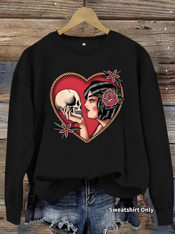 Women's Casual Heart Pattern Pullover Sweater, Soft Long Sleeve Round Neck Sweatshirt, Comfortable Daily Wear style 06...