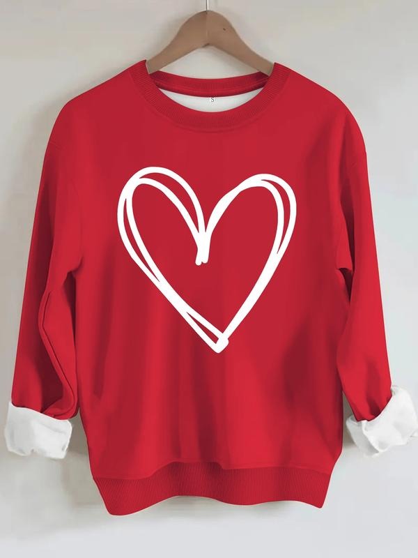 Women's Casual Heart Pattern Pullover Sweater, Soft Long Sleeve Round Neck Sweatshirt, Comfortable Daily Wear style 07...