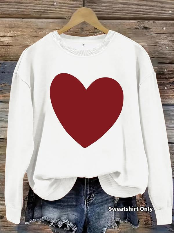 Women's Casual Heart Pattern Pullover Sweater, Soft Long Sleeve Round Neck Sweatshirt, Comfortable Daily Wear style 08...