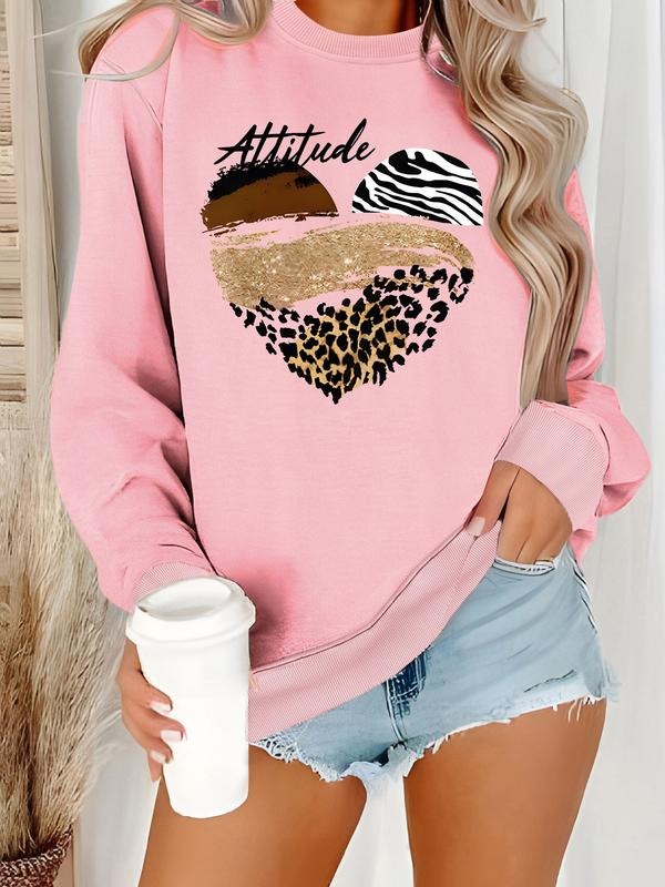 Women's Casual Heart Pattern Pullover Sweatshirt, Soft Long Sleeve Round Neck, All-Season Comfort, Durable Fabric style...