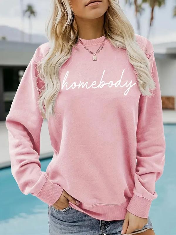 Women's Casual Homebody Graphic Pullover Sweatshirt, Soft Long Sleeve Crew Neck for All Seasons, Comfortable and...