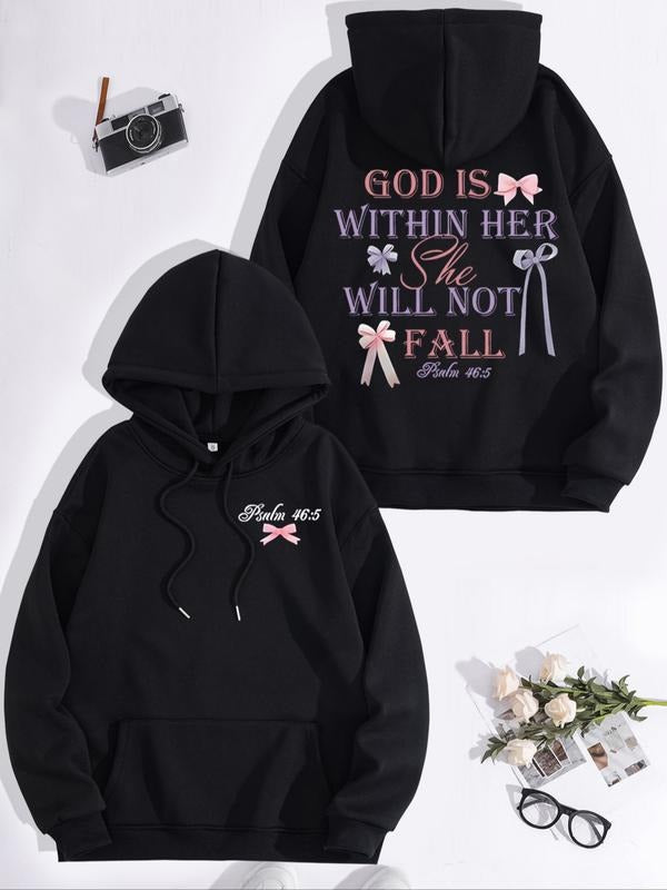 Women's Casual Hooded Sweatshirt with Inspirational Quote Print, Loose Fit Thick Fabric Pullover for Fall & Winter,...