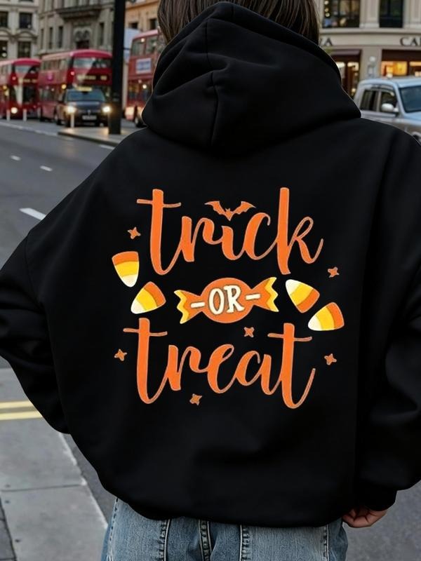 Women's Casual Hooded Sweatshirt, Candy Letter Print, Loose Fit, Fall & Winter, Thick Warm Fabric, Daily Wear, Youthful...