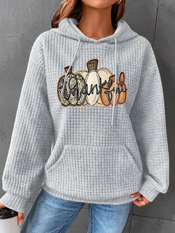 Women's Casual Hooded Sweatshirt, Cartoon Pumpkin and Letter Halloween Design, Comfortable Pullover, Front Pocket, Fall &...