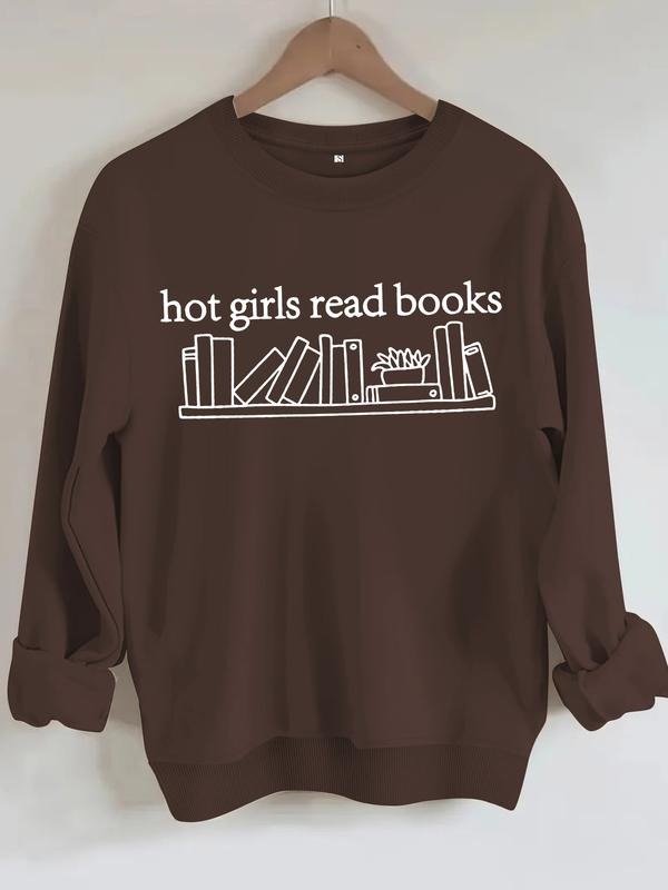 Women's Casual Hot Girls Book Pattern Pullover Sweater, Soft Long Sleeve Round Neck Sweatshirt, Comfortable Daily Wear...