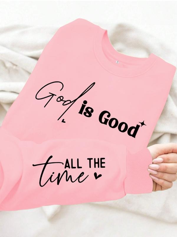 Women's Casual Inspirational Graphic Pullover Sweater, Soft Long Sleeve Round Neck Sweatshirt, Comfortable Daily Wear...