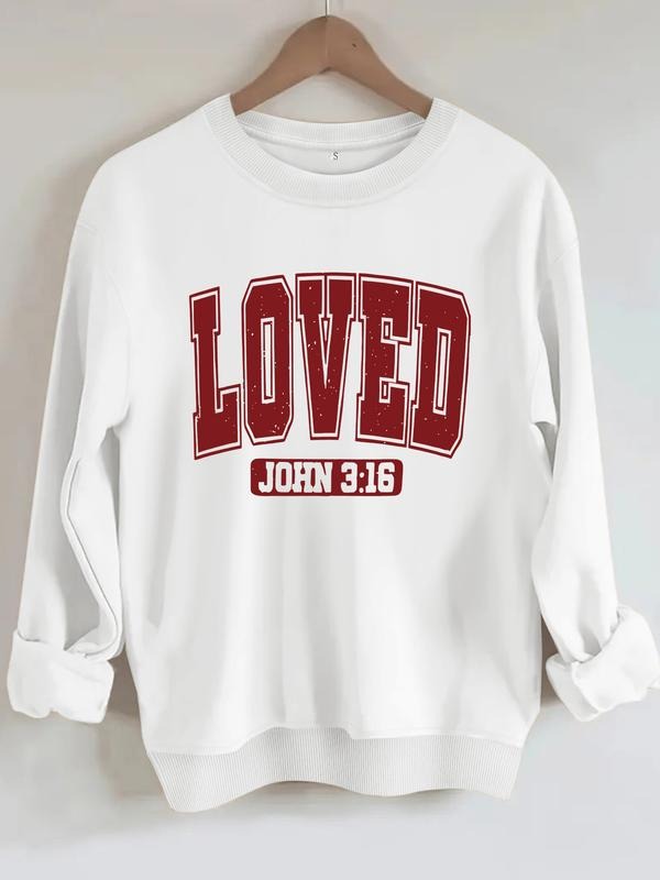 Women's Casual John 316 Bible Verse Print Round Neck Sweatshirt, Fall & Winter, Graduation, Teacher, Back to School...