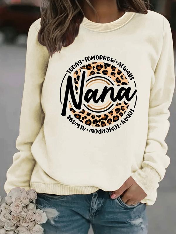 Women's Casual Leopard Print Pullover Sweater, Soft Long Sleeve Round Neck Sweatshirt, All-Season Comfortable Daily Wear...