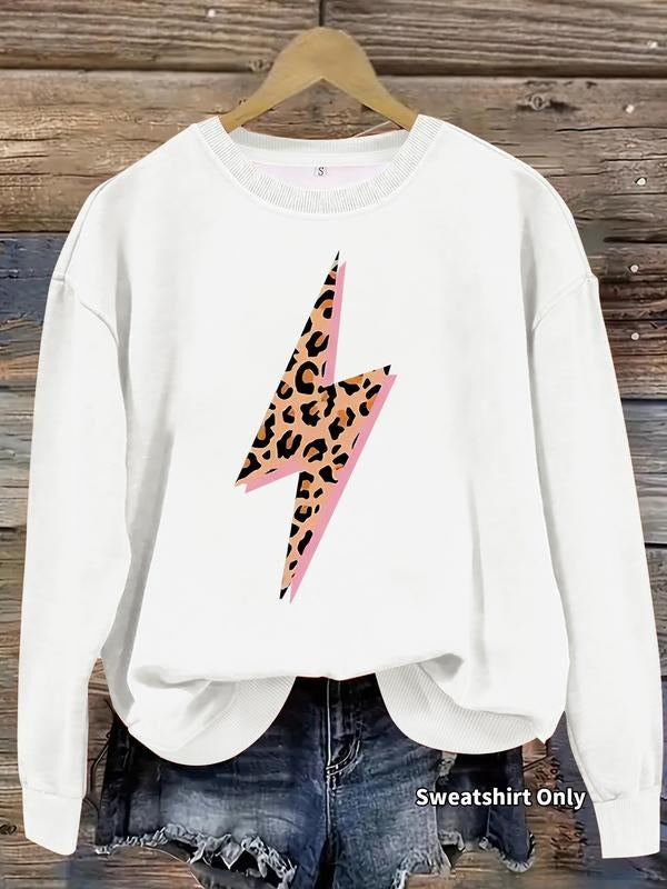 Women's Casual Leopard Print Pullover Sweater, Soft Long Sleeve Round Neck Sweatshirt, All-Season Comfortable Daily Wear...