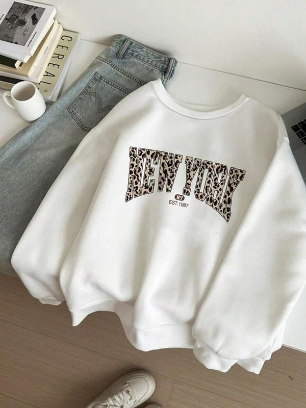 Women's Casual Letter Embroidered Sweatshirt, Off-Shoulder Backless Design, Loose Fit, Perfect for Winter & Fall, Daily...
