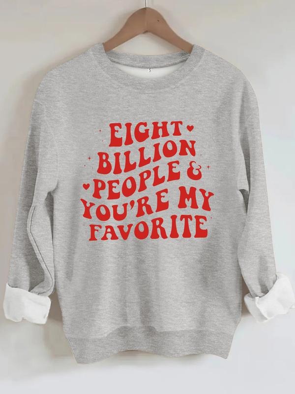 Women's Casual Letter Pattern Hoodie, Soft Long Sleeve Round Neck Sweatshirt, All-Season Comfort Clothing T-Shirts