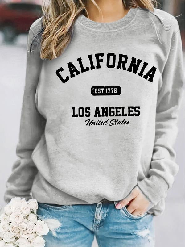 Women's Casual Letter Pattern Pullover Sweatshirt, Soft Long Sleeve Round Neck, All-Season Comfort, Durable Fabric style...