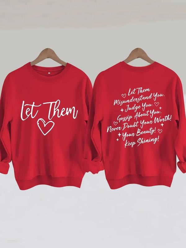 Women's Casual Letter Pattern Pullover Sweatshirt, Soft Long Sleeve Round Neck, All-Season Comfort, Durable Fabric style...