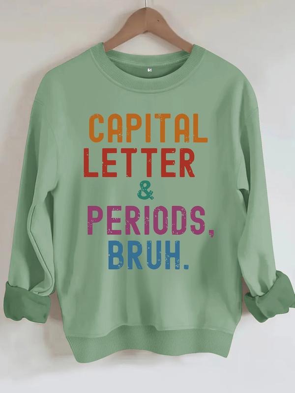 Women's Casual Letter Pattern Pullover Sweatshirt, Soft Long Sleeve Round Neck, All-Season Comfort, Durable Fabric style...