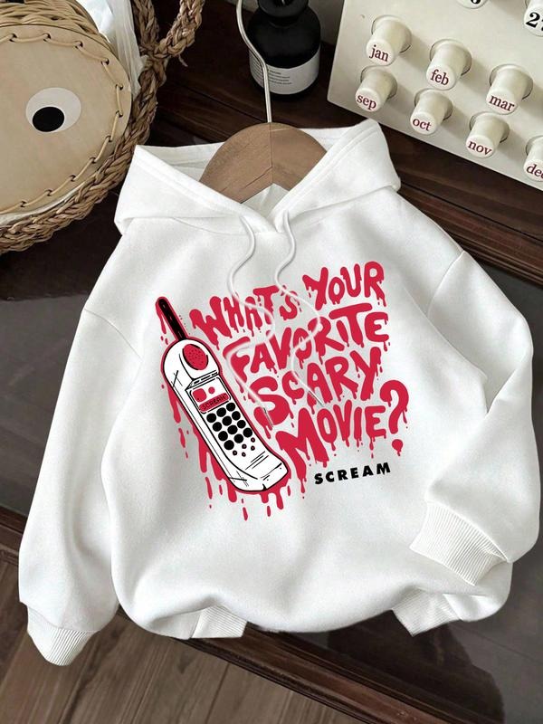 Women's Casual Letter Print Hooded Sweatshirt, Loose-Fit Fleece Pullover for Fall & Winter, Perfect for Outdoor Daily...