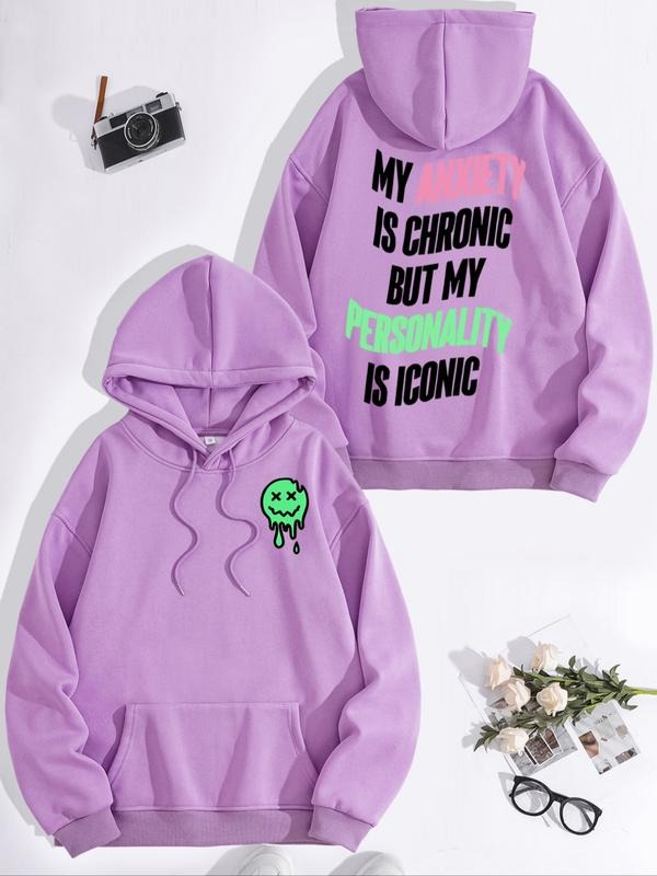 Women's Casual Letter Print Hoodie with Front Pocket, Loose-Fit Thick Knit Pullover for Fall & Winter, Sweatshirt style...