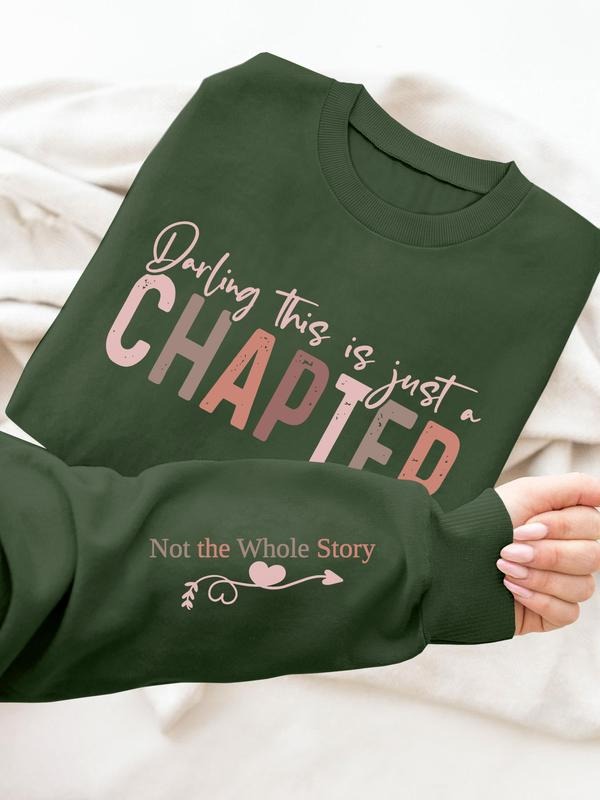 Women's Casual Letter Print Long Sleeve Pullover Sweatshirt, Round Neck Drop Shoulder Design, Available in 9 Colors style...