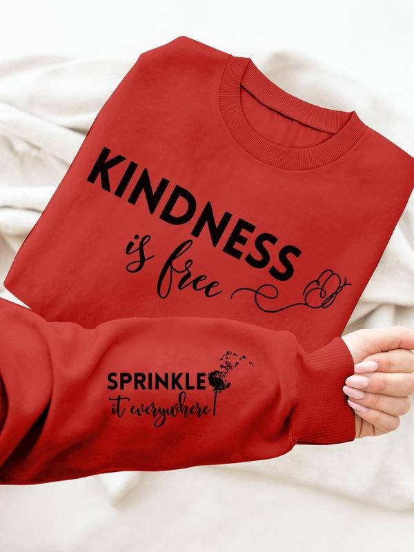 Women's Casual Letter Print Long Sleeve Pullover Sweatshirt, Round Neck Drop Shoulder Design, Available in 9 Colors style...