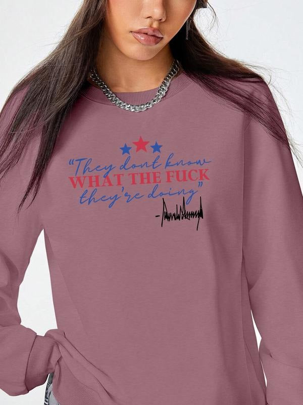 Women's Casual Letter Print Long Sleeve Round Neck Pullover Sweatshirt, Available in 7 Colors, Perfect for Fall & Winter...