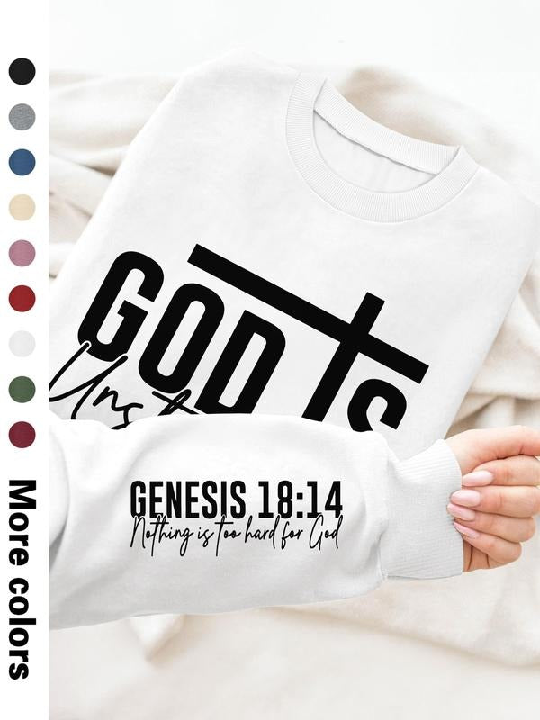 Women's Casual Letter Print Long Sleeve Round Neck Pullover Sweatshirt, Fitted Style, Available in 9 Colors, Fall &...