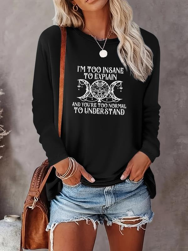 Women's Casual Letter Print Long Sleeve Round Neck T-Shirt Top, Comfortable Fabric, Available in 9 Colors, All Seasons...