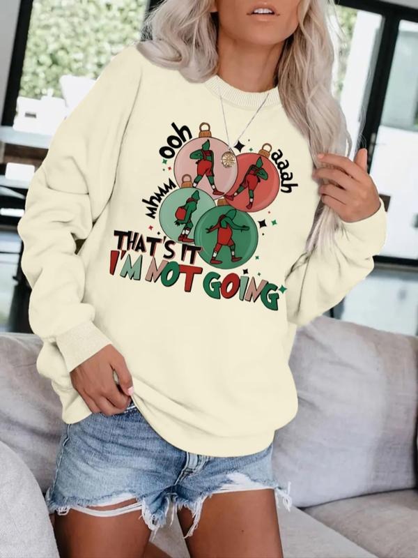 Women's Casual Letter Print Pullover Sweater, Soft Long Sleeve Round Neck Sweatshirt, Comfortable Daily Wear style 04...
