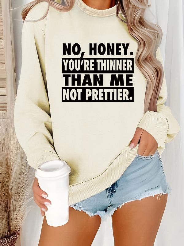 Women's Casual Letter Print Pullover Sweater, Soft Long Sleeve Round Neck Sweatshirt, Comfortable Daily Wear style 08...