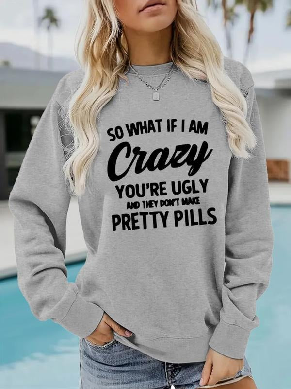 Women's Casual Letter Print Pullover Sweater, Soft Long Sleeve Round Neck Sweatshirt, Comfortable Daily Wear style 12...