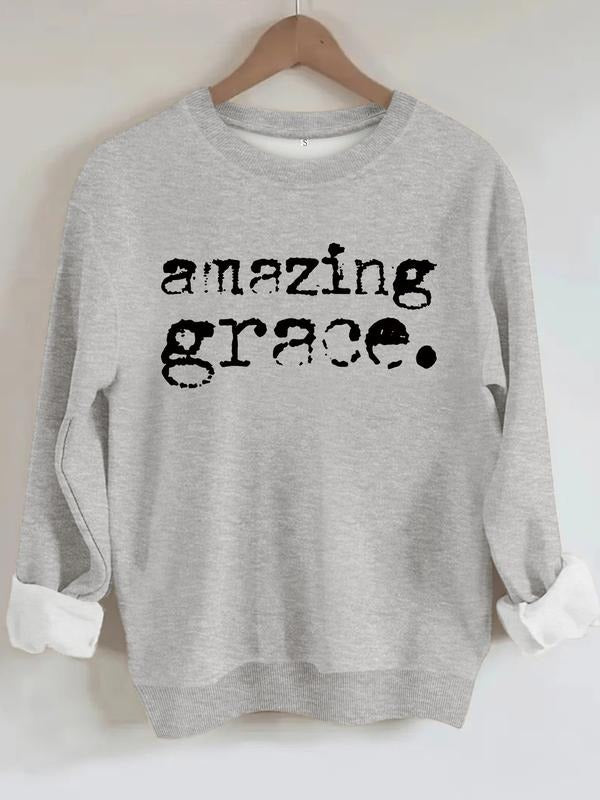 Women's Casual Letter Print Pullover Sweater, Soft Long Sleeve Round Neck Sweatshirt, Comfortable Daily Wear style 14...