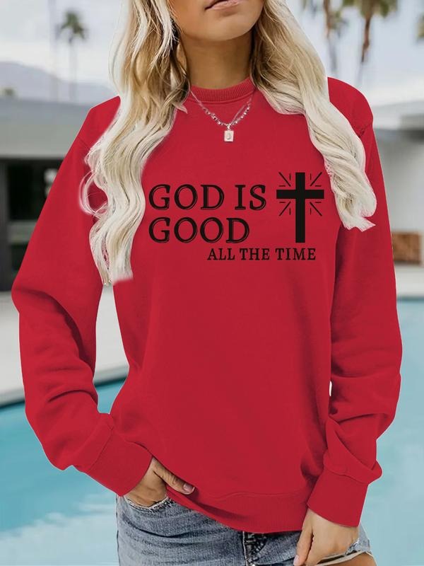 Women's Casual Letter Print Pullover Sweater, Soft Long Sleeve Round Neck Sweatshirt, Comfortable Daily Wear style 21...