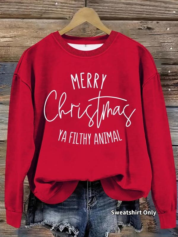 Women's Casual Letter Print Pullover Sweater, Soft Long Sleeve Round Neck Sweatshirt, Comfortable Daily Wear style 26...