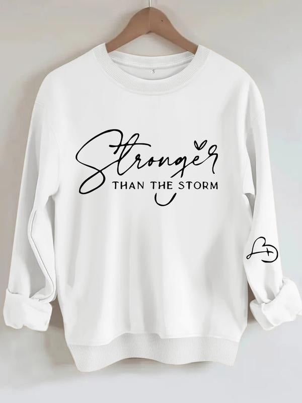 Women's Casual Letter Print Pullover Sweater, Soft Long Sleeve Round Neck Sweatshirt, Comfortable Daily Wear, Womenswear...