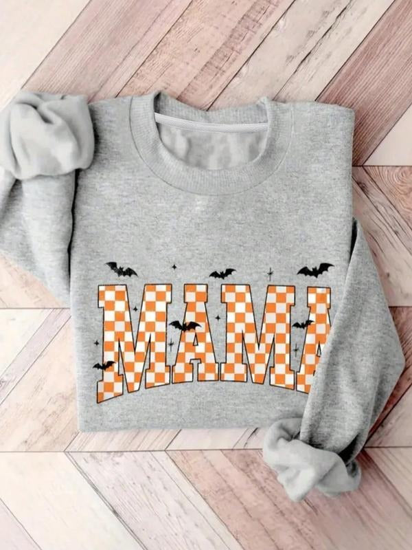 Women's Casual Letter Print Pullover Sweatshirt, Fitted Round Neck Long Sleeve Top, Thick Knit Fabric for Fall & Winter...