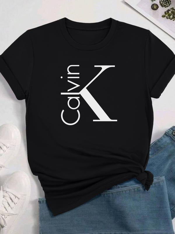 Women's Casual Letter Print Round Neck Short Sleeve T-Shirt, Soft Comfortable Fabric, Available in 11 Colors, All Seasons...