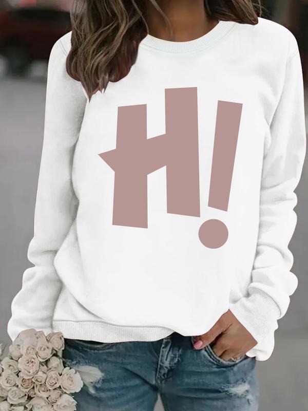 Women's Casual Letter Print Round Neck Sweatshirt, Fall & Winter, Graduation, Teacher, Back to School Pullover, Fitted...