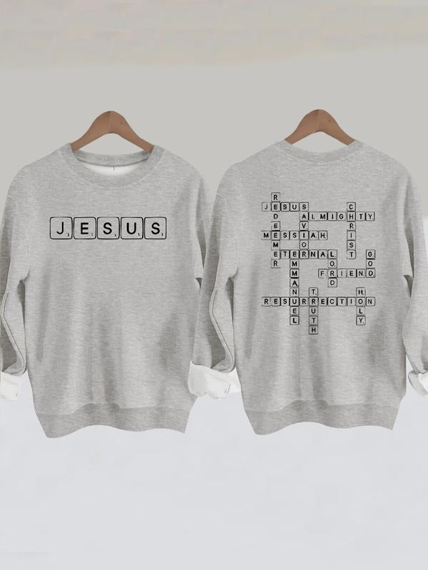 Women's Casual Letter Print Sweatshirt, Round Neck, Knit Fabric, All-Season Comfort, Fashionable Daily Wear T-Shirts, Hoodie
