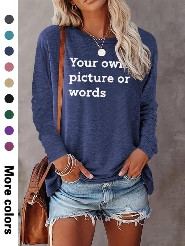 Women's Casual Letters Print Long Sleeve Round Neck T-Shirt, Comfortable Fabric, Available in 9 Colors, Perfect for All...