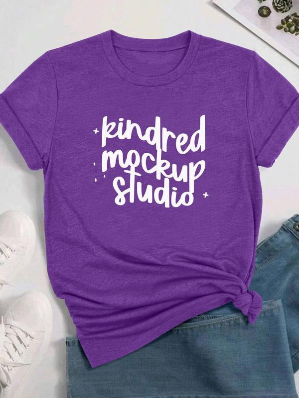 Women's Casual Letters Print Short Sleeve T-Shirt, Comfortable Fabric, Available in 11 Colors, Fitted Style for All...