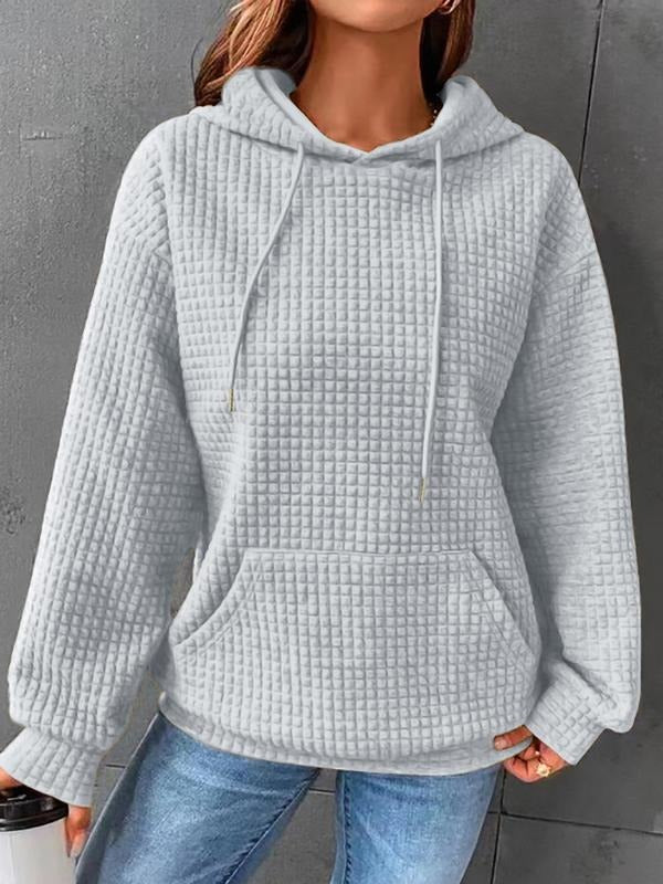 Women's Casual Long Sleeve Hoodie, Comfortable Loose Fit, Fall & Winter Warm Pullover Sweatshirt, Textured Design T-Shirts