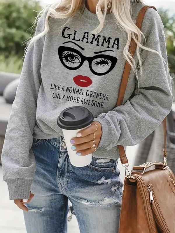 Women's Casual Long Sleeve Sweatshirt, Round Neck Fitted Top, Halloween Letter Pattern, Fall & Winter Fashion T-Shirts,...