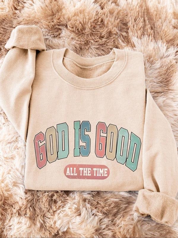 Women's Casual Loose-Fit Letter Print Sweatshirt, Soft Thick Round Neck Pullover, Winter Fashion, Suitable for Parties &...