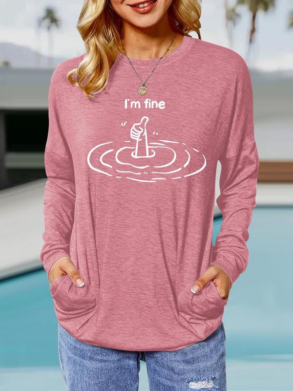 Women's Casual Loose-Fit Long Sleeve Pullover, Spring & Fall Round Neck Printed T-Shirt, Comfortable Breathable Daily...