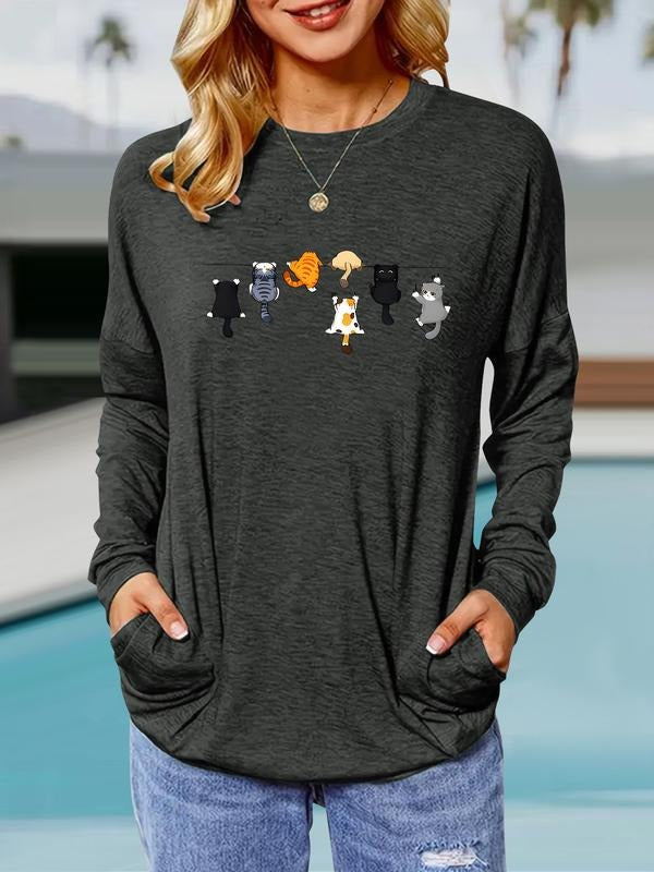 Women's Casual Loose-Fit Long Sleeve Round Neck Sweatshirt, Comfortable Breathable Fabric, Perfect for Spring & Fall...