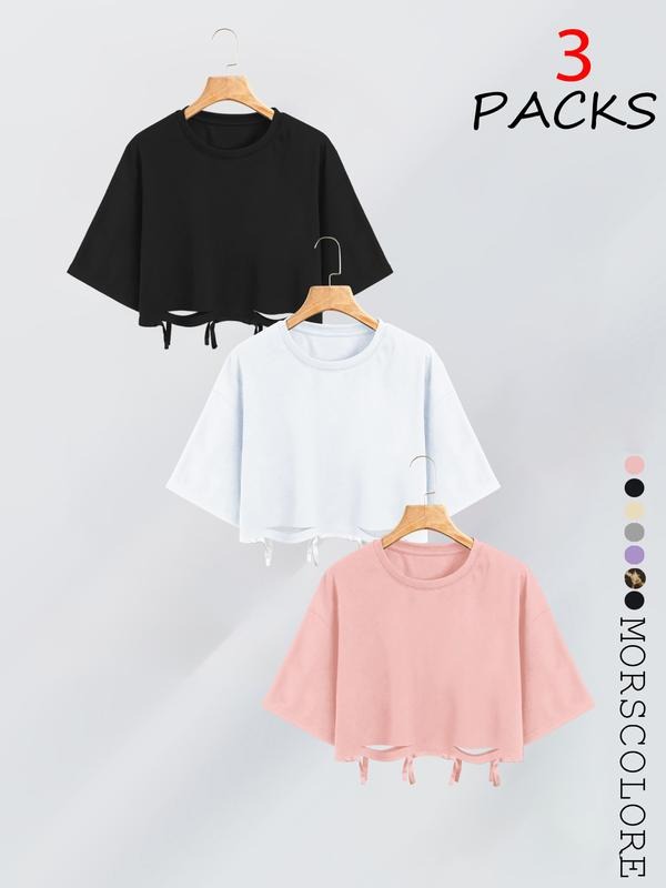 Women's Casual Loose-Fit Short Sleeve T-Shirt, Trendy Ripped Fringe Design, All-Season Fashion Top for Daily Wear Hoodie,...